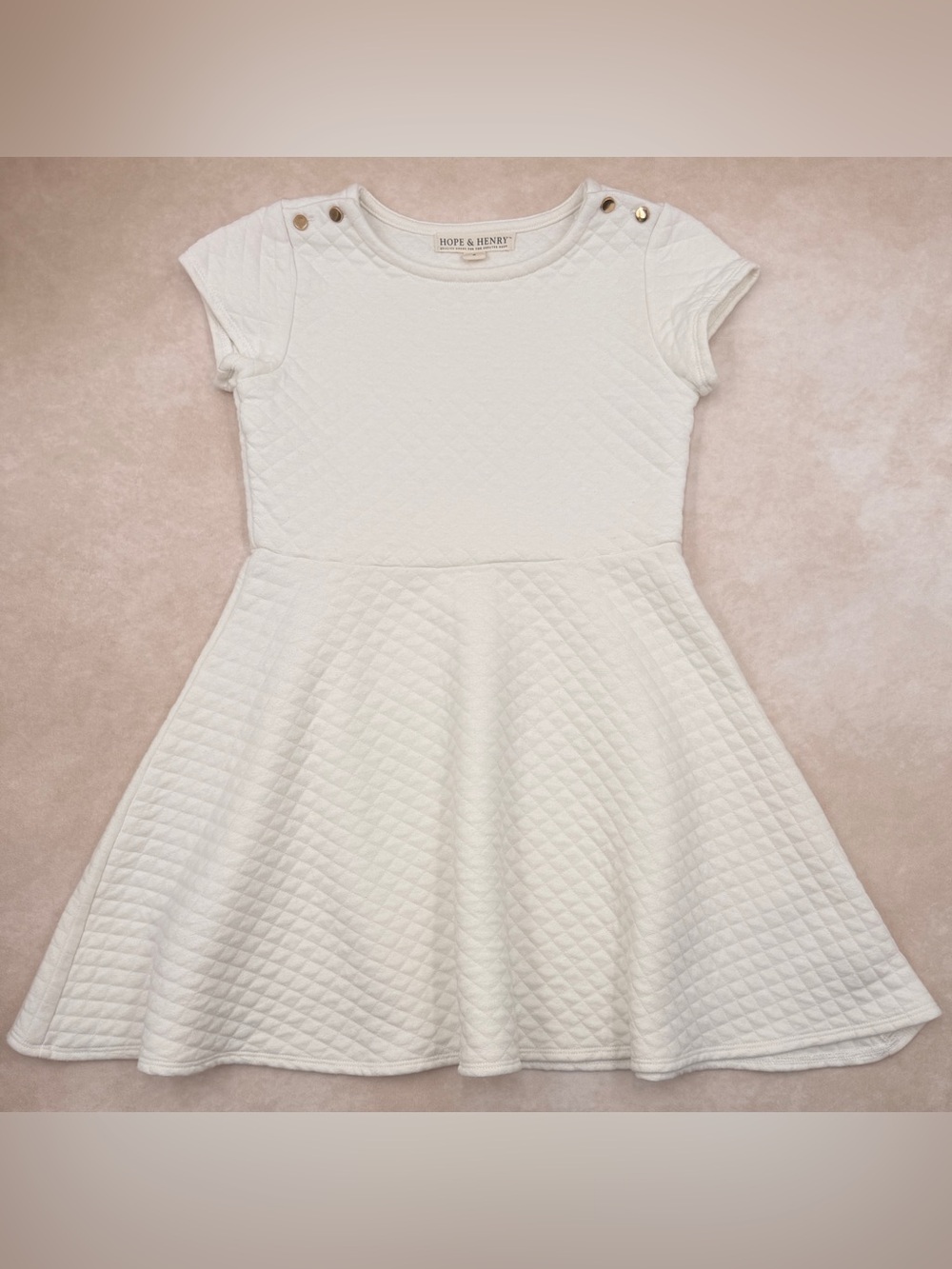 Hope & Henry White Quilted Fit-and-Flare Dress